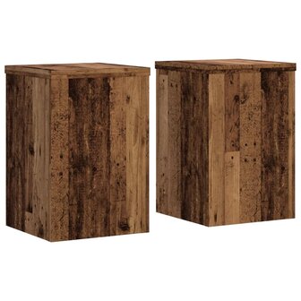 Plantenstandaards 2 st 20x20x30 cm bewerkt hout oud houtkleurig 2