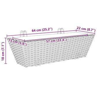 Plantenbakken 2 st met haken poly rattan zwart 11