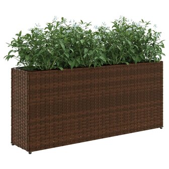 Plantenbak met 2 potten 90x20x40 cm poly rattan bruin 4