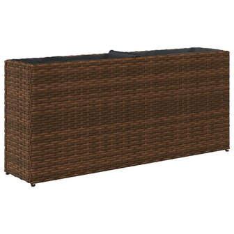 Plantenbak met 2 potten 90x20x40 cm poly rattan bruin 7