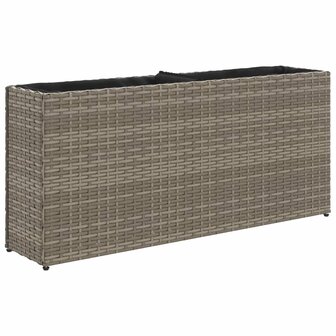 Plantenbak met 2 potten 90x20x40 cm poly rattan grijs 2