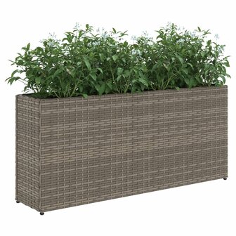 Plantenbak met 2 potten 90x20x40 cm poly rattan grijs 4