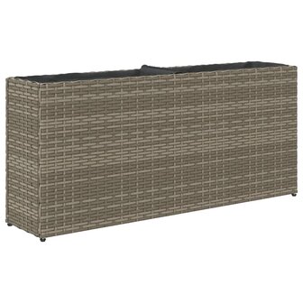 Plantenbak met 2 potten 90x20x40 cm poly rattan grijs 7