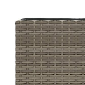 Plantenbak met 2 potten 90x20x40 cm poly rattan grijs 10