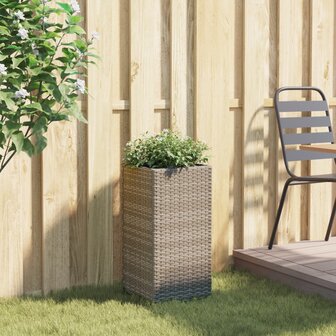 Plantenbak 30x30x60 cm poly rattan grijs 3