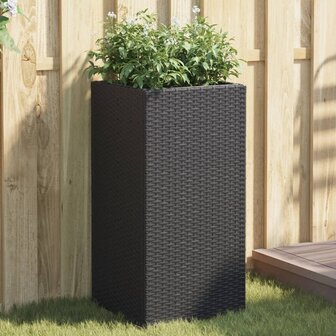 Plantenbak 40x40x80 cm poly rattan zwart 1