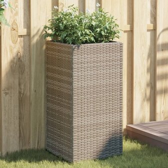 Plantenbak 40x40x80 cm poly rattan grijs 1