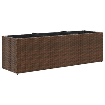 Plantenbak met 3 potten 105x30x32 cm poly rattan bruin 2