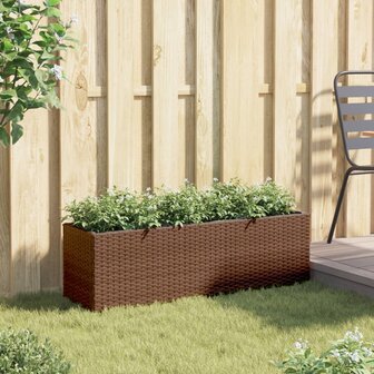 Plantenbak met 3 potten 105x30x32 cm poly rattan bruin 3