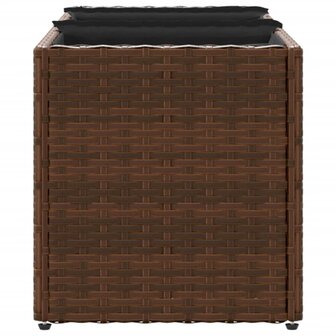 Plantenbak met 3 potten 105x30x32 cm poly rattan bruin 6