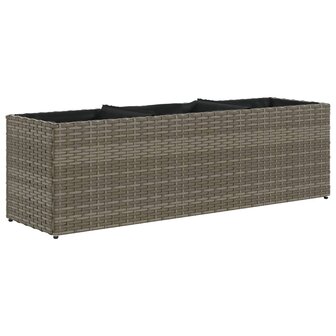 Plantenbak met 3 potten 105x30x32 cm poly rattan grijs 2