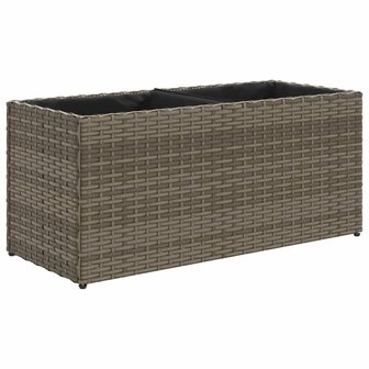 Plantenbak met 2 potten 72x30x32 cm poly rattan grijs 2