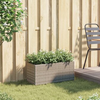 Plantenbak met 2 potten 72x30x32 cm poly rattan grijs 3