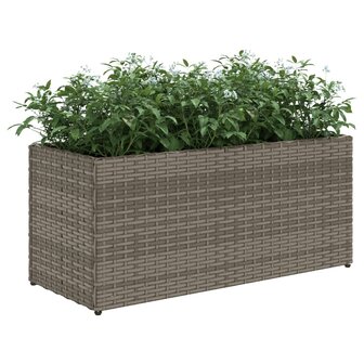 Plantenbak met 2 potten 72x30x32 cm poly rattan grijs 4