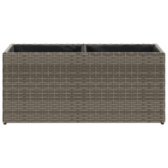 Plantenbak met 2 potten 72x30x32 cm poly rattan grijs 5