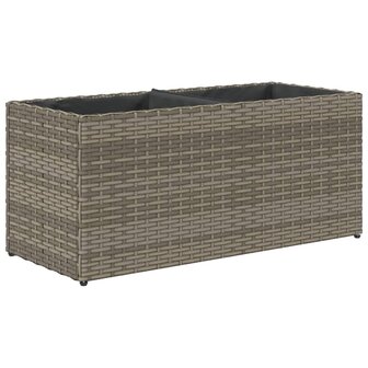 Plantenbak met 2 potten 72x30x32 cm poly rattan grijs 7