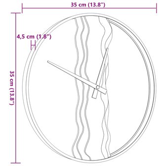 Wandklok &Oslash;35 cm ijzer en eikenhout bruin 7