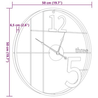 Wandklok &Oslash;50 cm ijzer zwart 7