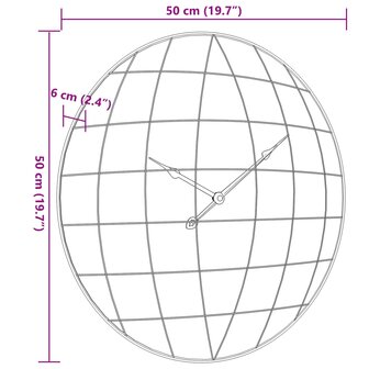 Wandklok &Oslash;50 cm bewerkt hout geel en zwart 7