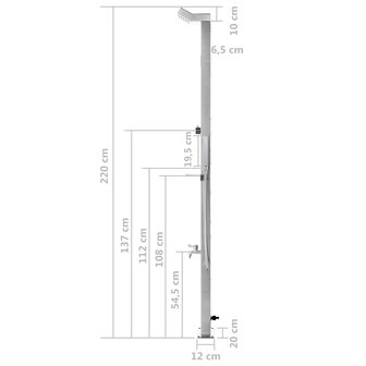 Buitendouche 220 cm roestvrij staal 12