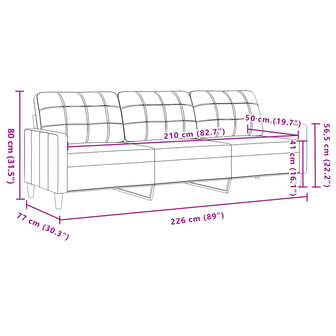 Driezitsbank 210 cm stof lichtgrijs 8