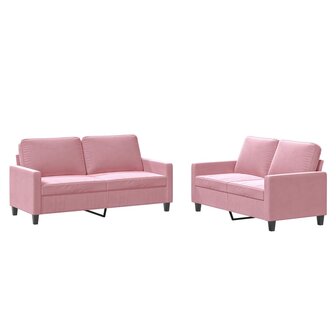 2-delige Loungeset met kussens fluweel roze 2