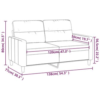 Tweezitsbank 120 cm stof cr&egrave;mekleurig 8