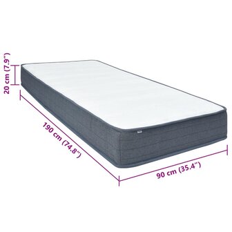 Boxspringmatras 190x90x20 cm stof 10