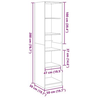 Kledingkast 50x50x200 cm bewerkt hout oud hout 9