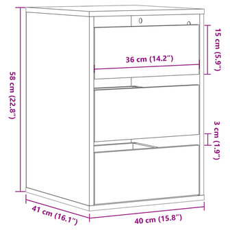 Ladekast 40x41x58 cm bewerkt hout gerookt eikenkleurig 10