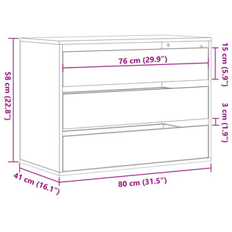 Ladekast 80x41x58 cm bewerkt hout gerookt eikenkleurig 10