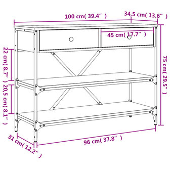 Wandtafel met lades en schappen bewerkt hout sonoma eikenkleur 11