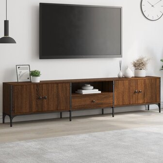 Tv-meubel met lade 200x25x44 cm bewerkt hout bruin eikenkleur 1