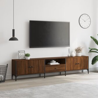 Tv-meubel met lade 200x25x44 cm bewerkt hout bruin eikenkleur 3