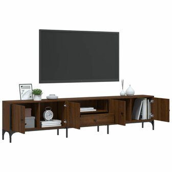 Tv-meubel met lade 200x25x44 cm bewerkt hout bruin eikenkleur 4