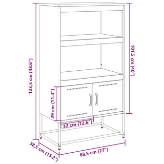 Tv-meubel 100,5x39x60,5 cm staal antracietkleurig 12