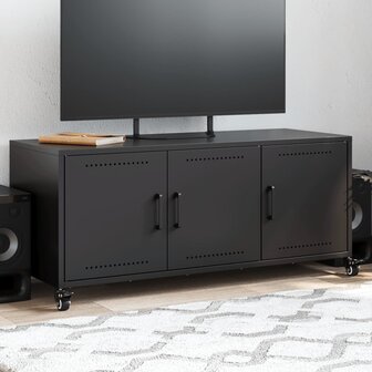 Tv-meubel 100,5x39x43,5 cm koudgewalst staal zwart 1