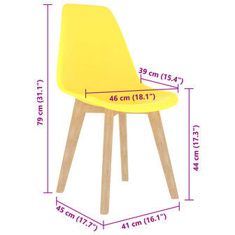 Eetkamerstoelen 2 st kunststof geel 7