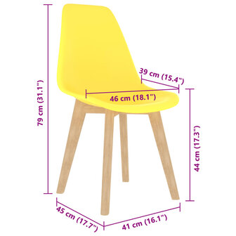 Eetkamerstoelen 4 st kunststof geel 7