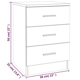 Nachtkastje 38x35x56 cm bewerkt hout grijs sonoma eikenkleurig 6