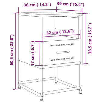 Nachtkastjes 2 st 36x39x60,5 cm staal antracietkleurig 12