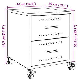 Nachtkastjes 2 st 36x39x43,5 cm staal wit 12