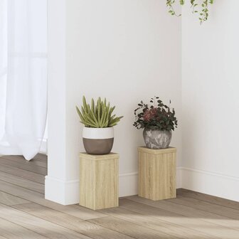 Plantenstandaards 2 st 10x10x18 cm bewerkt hout sonoma eiken 1