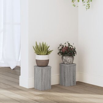 Plantenstandaards 2 st 10x10x18 cm bewerkt hout grijs sonoma 1