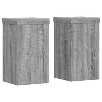 Plantenstandaards 2 st 10x10x18 cm bewerkt hout grijs sonoma 2