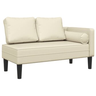 Chaise longue met kussens kunstleer cr&egrave;me 2