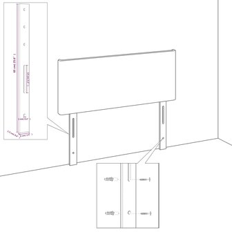 Hoofdbord 90x5x78/88 cm fluweel lichtgrijs 5