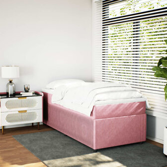 Boxspring met matras fluweel roze 80x200 cm 3