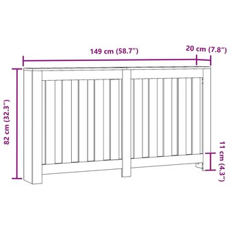 Radiatorombouw 149x20x82 cm bewerkt hout oud hout 8