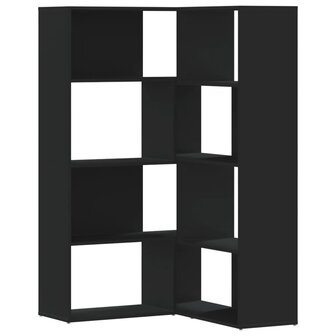 Boekenkast 4-laags hoek 85x85x140 cm bewerkt hout zwart 2